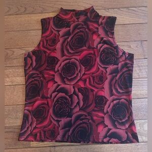 Y2K Whimsigoth rose print tank